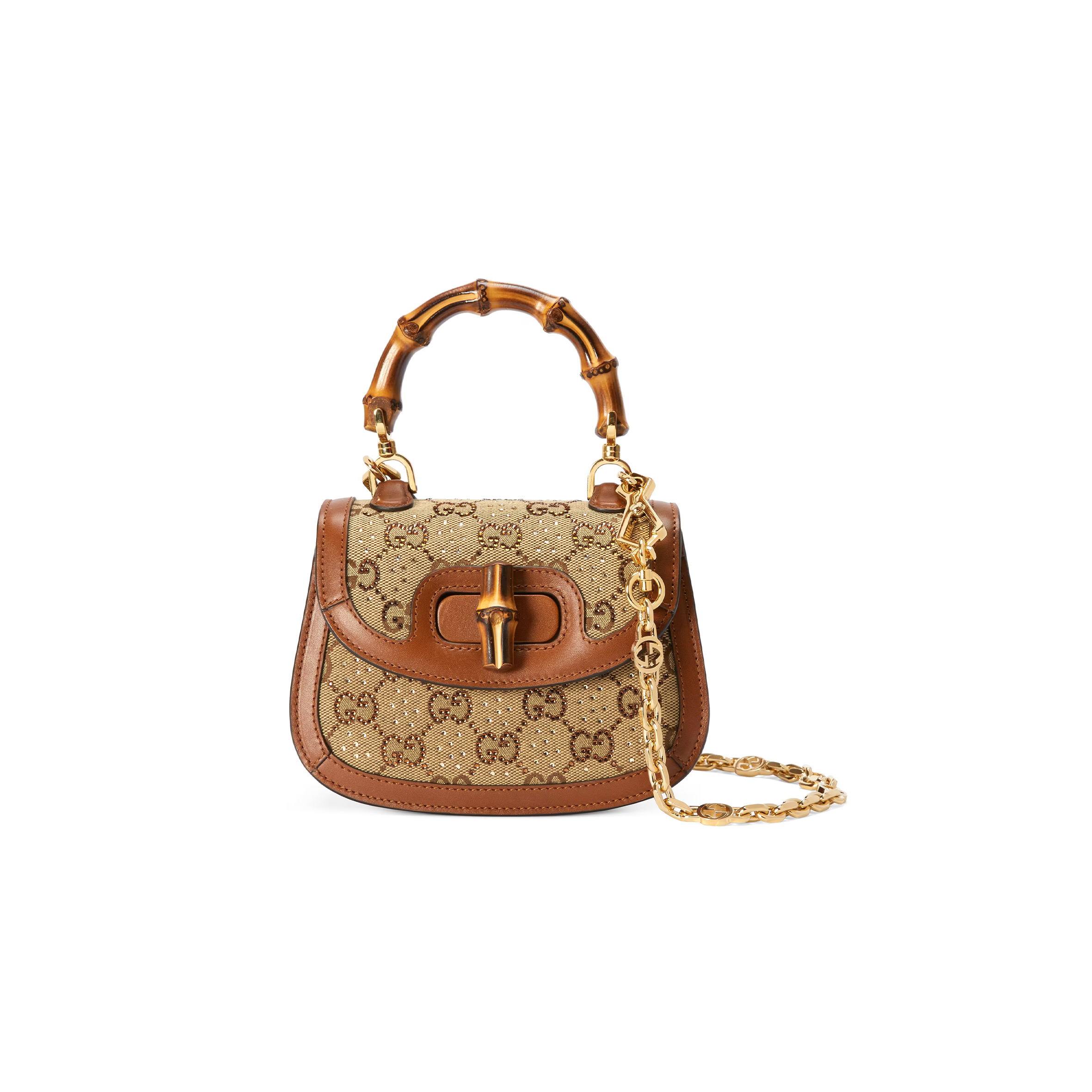 GUCCI BAMBOO 1947 CRYSTALS MINI BAG 735116 (17*12.5*8cm) GUCCI BAMBOO 1947 CRYSTALS MINI BAG 735116 (17*12.5*8cm)